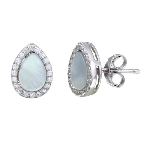 Lhe01118 Sterling Silver Teardrop  Cz and opal earrings