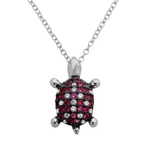 Lhn01126 Sterling Silver Red Garnet cz Turtle