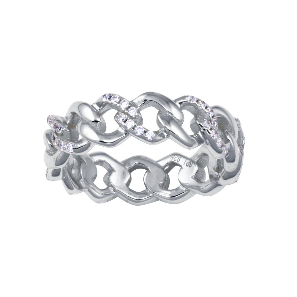 Lhr01129RH Sterling Silver Link cz ring