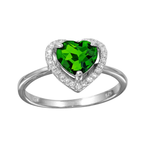 Lhrb01139 Sterling Silver Emerald Cz Heart Ring