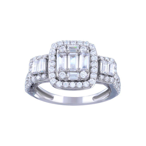 Lhr11459 Sterling Silver Square Baguette Stones