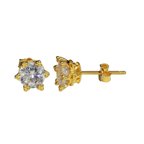 Lhe01148G Sterling Silver Gold Museum style plated post earring