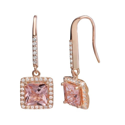 LHE1153 Rose Gold Drop Square Morganite cz