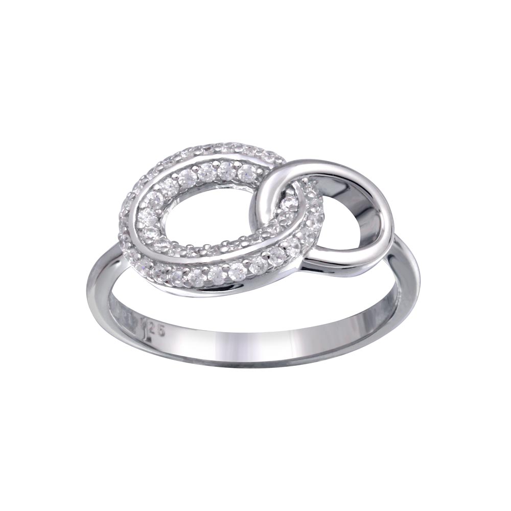 Lhr01163 Sterling Silver Ring Open Cz Link