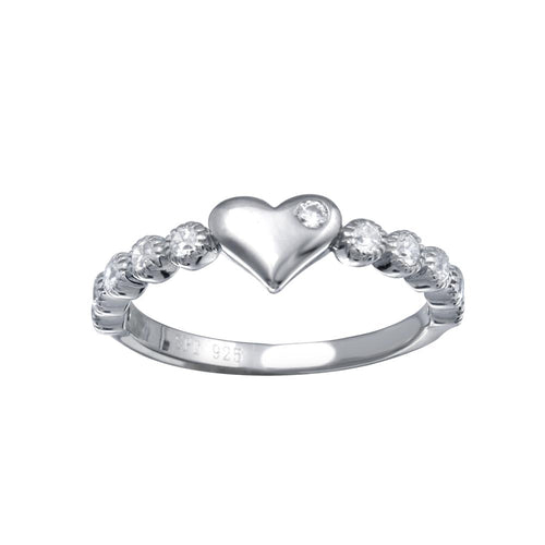 Lhr01164 Sterling Silver Heart Ring Cz Stones