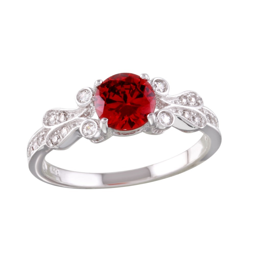 Lhr01165GB Sterling Silver Garnet Cz  Fancy Ring