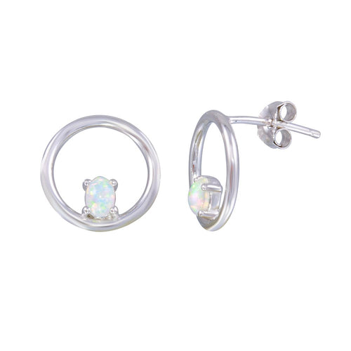 Lhe01186 Sterling Silver Circle and Synthetic Opal