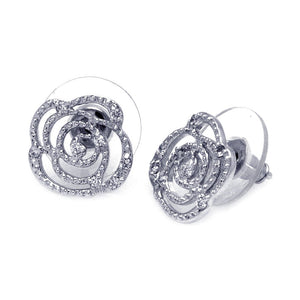 Lhe001189 Sterling Silver CZ Rose Flower Earring