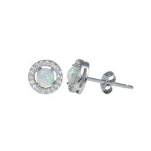 Load image into Gallery viewer, Lhe01204op  Sterling Silver Opal Halo Cz earring