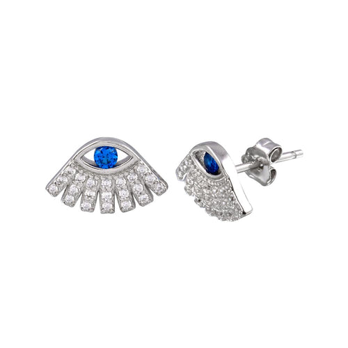 Lhe1235 Sterling Silver Evil Eye Earrings  cubic zirconia and blue stone Out of stock!!!!