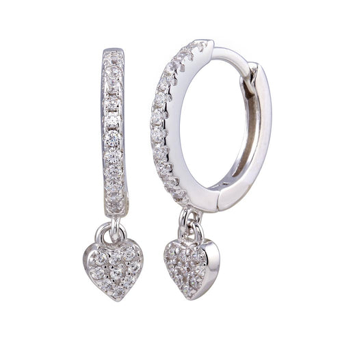 Lhe1244 Sterling Silver Earring Hoop with Heart