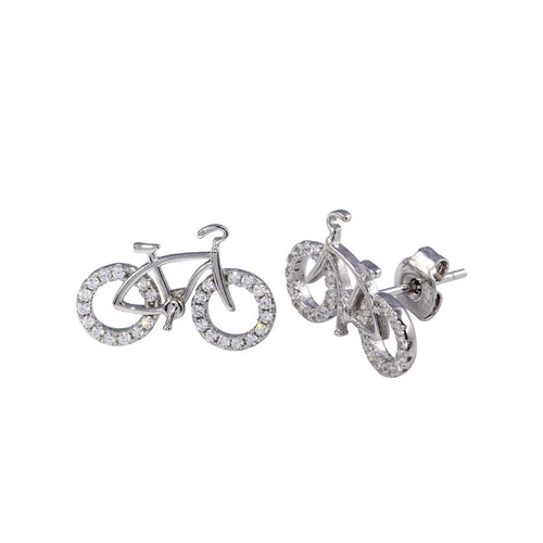 Lhe01250 Sterling Silver Bicycle earrings with cz