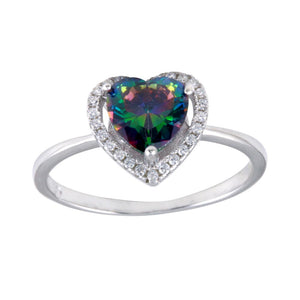 Lhr01250 Sterling Silver Rainbow Heart Ring