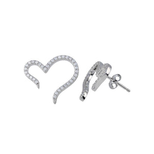 Lhe01252 Sterling Silver Heart Shaped cz earring