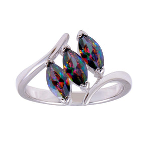 Lhr01260 Sterling Silver Rainbow Marquis Cz Stones Ring