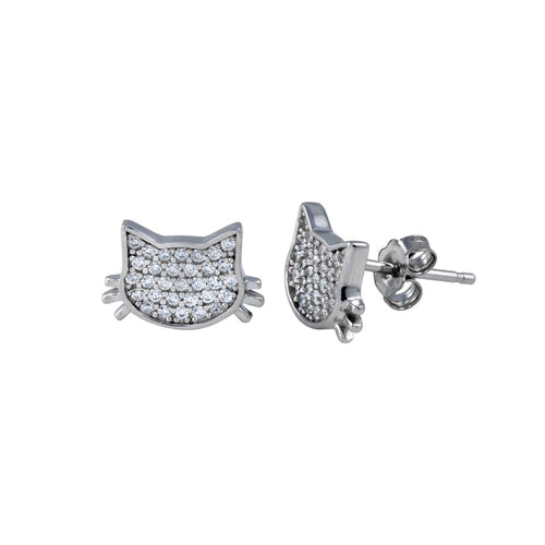 Lhe1265* Sterling Silver Cat Cz Earring