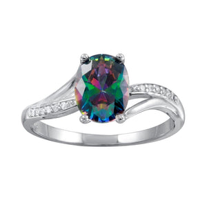 Lhr01266 Sterling silver Rainbow oval cz ring