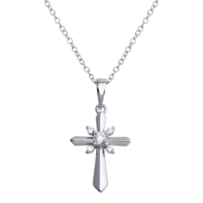 Lhp01288 Sterling Silver Cross Small Delicate Cz Stones