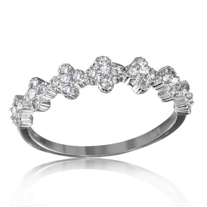 Lhr00129 Sterling Silver Flower Band cz ring