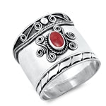 Lhr1308779Coral Sterling Silver Bali Style Ring Coral stone