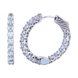 Lhe13089 Sterling Silver Hoop Earring Round Cz Stones