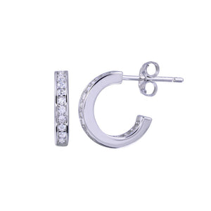 Lhe01313 Sterling Silver Hoop Earring Cubic Zirconia