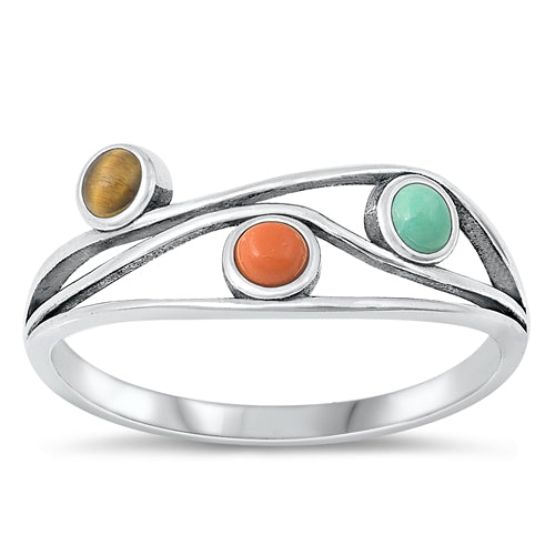 Lhr1314629 Sterling silver Ring Multi color Stones