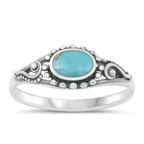 Lhr131555Tq Sterling Silver Ring Turquoise Stone