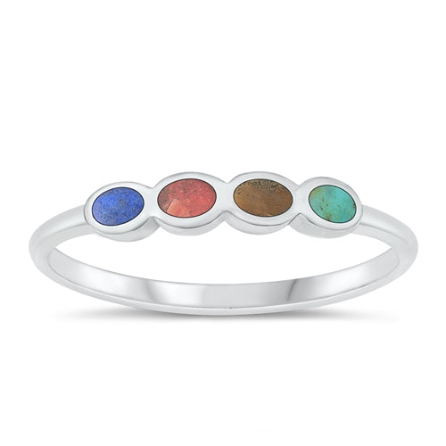 Lhr1316109 Sterling Silver Ring Multi Color Stones