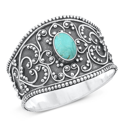 Lhr1316179Tq Sterling Silver Ring Turquoise Bali Style