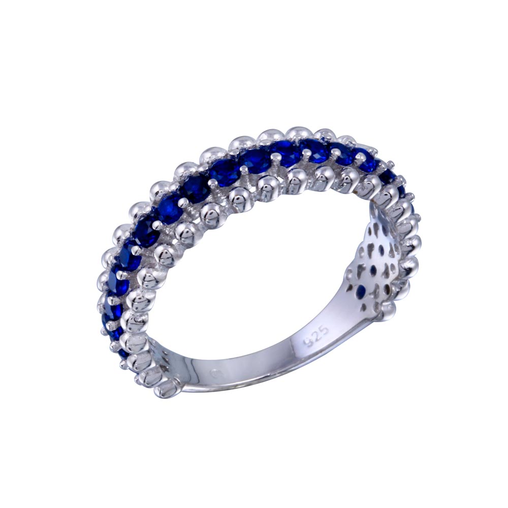 Lhr01318Bl Sterling Silver Blue Cz Stone Ring