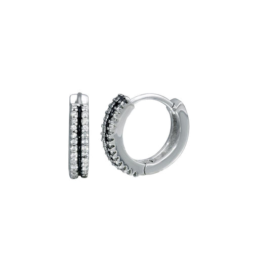 Lhe1325 Sterling Silver Hoop Earring Cz stones