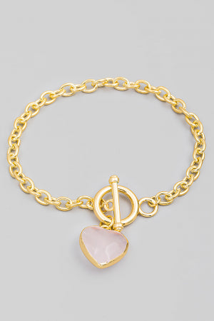 Lhb13419 Fashion Bracelet Heart Rose Quartz