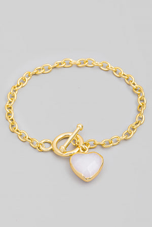Lhb13419 Fashion Bracelet Heart Toggle White Quartz