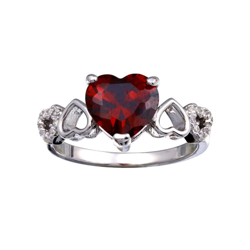 Lhr01342 Sterling Silver Ring Red Cz Hearts