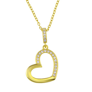 Lhn01352 Sterling Silver Necklace Heart Gold Plated