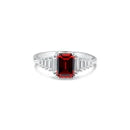 Load image into Gallery viewer, Lhr13589 Sterling Silver Ring Baguette Stones &amp; Red Garnet Cz Square