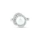 Load image into Gallery viewer, Lhr13639 Sterling Silver Ring Swirl Cz &amp; Pearl