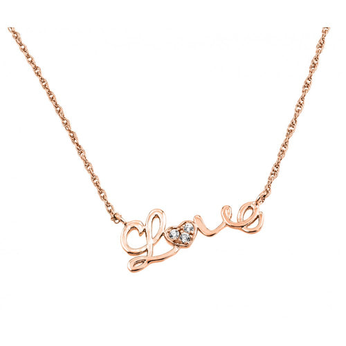Lhn01384Rg Sterling Silver Rose Gold Plate Love and heart necklace