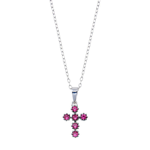 Lhp01393 Sterling Silver Ruby Cz Cross