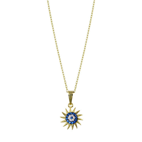 Lhn01401 Sterling Silver Evil Eye Sun Necklace