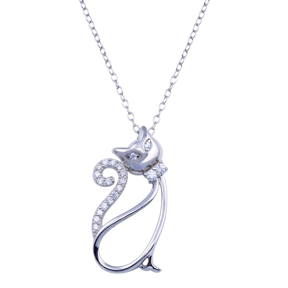 Lhn01404 Sterling Silver Cat Necklace