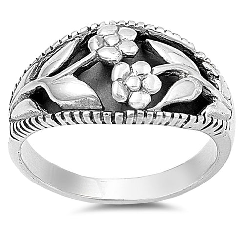 Lhr1411859 Sterling Silver Flower Ring Bali Style
