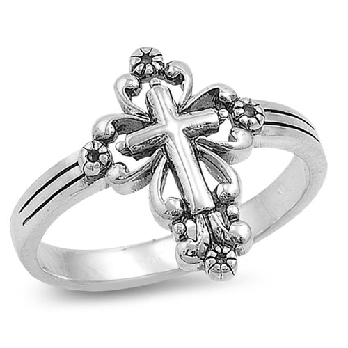 Lhr1414329 Sterling Silver Ring Cross Filagree