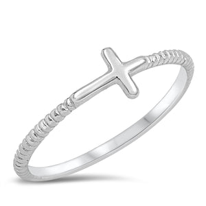 Lhr1418029 Sterling Silver Cross Ring Delicate