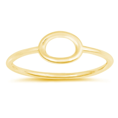 Lhr142465 Sterling Silver Ring Gold Plated Open Sideways Circle Delicate