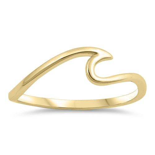 Lhr1426999 Sterling Silver Ring Gold Plated Wave & Silver