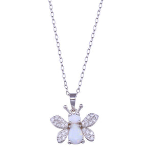 Lhn14369 Sterling Silver Necklace Bee with Multi color stone