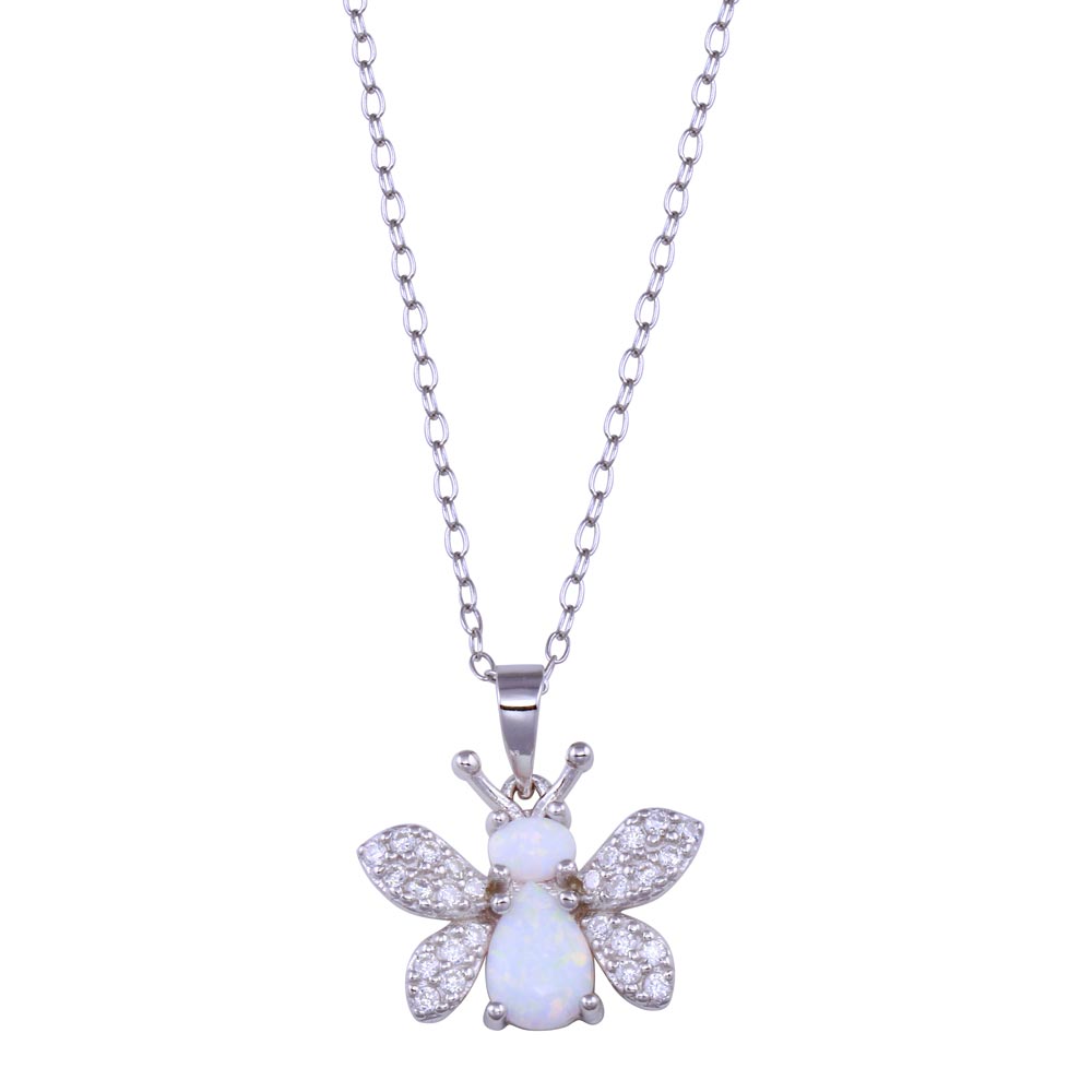 Lhn14369 Sterling Silver Necklace Bee with Multi color stone