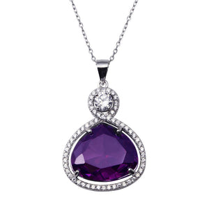 Lhn014479 Sterling Silver Necklace Amethyst cz